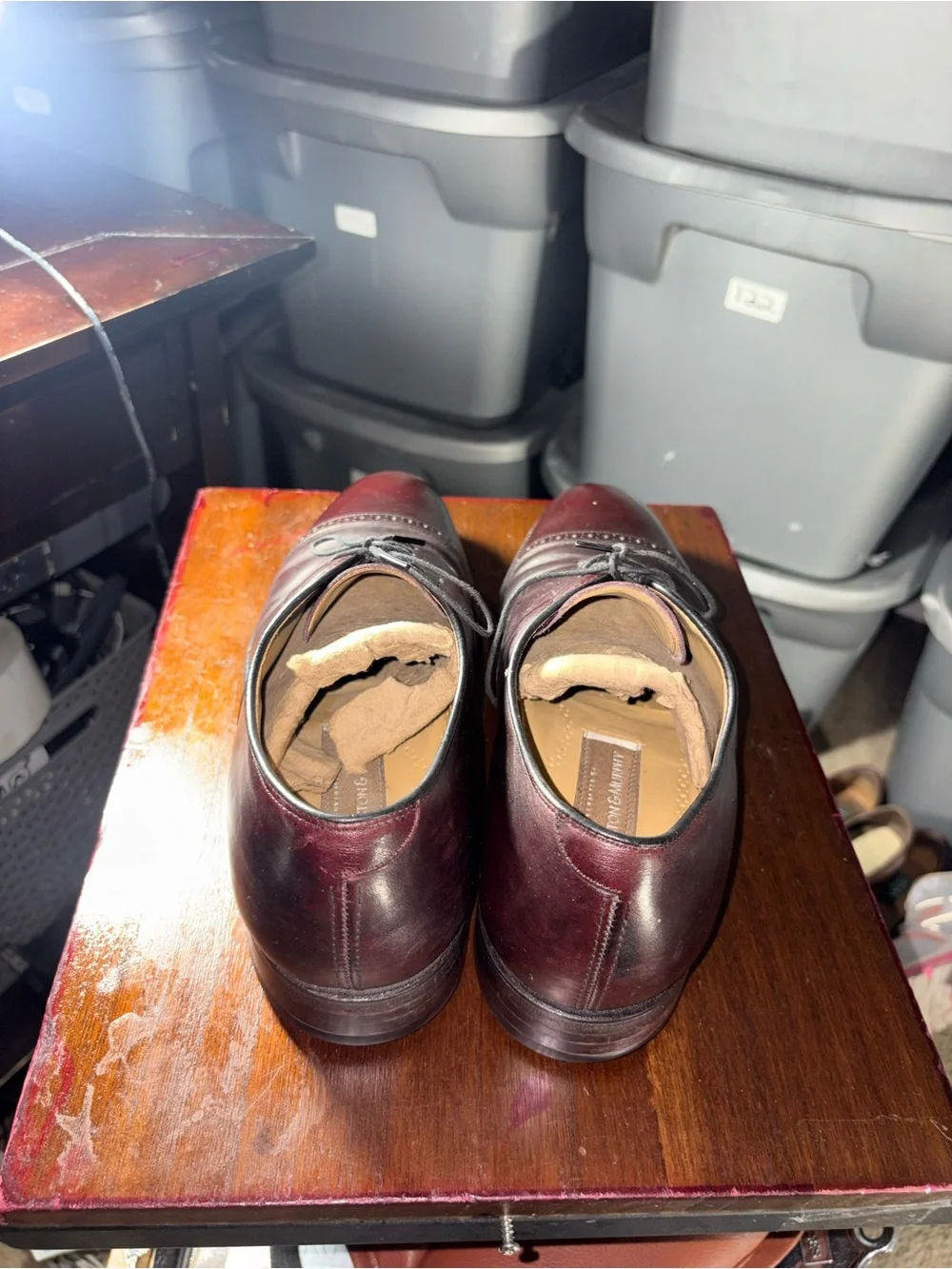 Johnston & Murphy Men's Cap-Toe Oxfords in Burgundy Sz 9D(126)